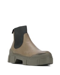 olivgrüne Chelsea Boots aus Leder von Vic Matié