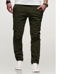 olivgrüne Chinohose von behype
