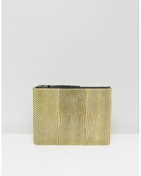 olivgrüne Clutch mit Schlangenmuster