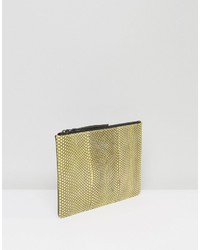 olivgrüne Clutch mit Schlangenmuster von French Connection