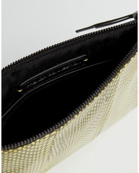 olivgrüne Clutch mit Schlangenmuster von French Connection