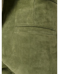 olivgrüne enge Hose aus Leder von Isabel Marant