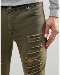 olivgrüne enge Jeans von Asos