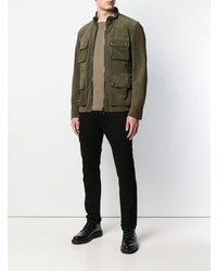 olivgrüne Feldjacke aus Leder von Belstaff