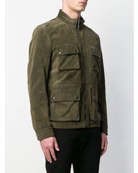 olivgrüne Feldjacke aus Leder von Belstaff