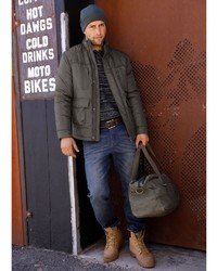 olivgrüne Feldjacke von MEN PLUS BY HAPPY SIZE