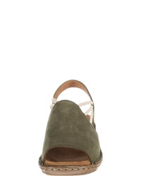 olivgrüne flache Sandalen aus Leder von Jenny