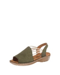 olivgrüne flache Sandalen aus Leder von Jenny