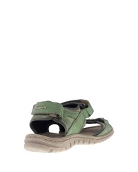 olivgrüne flache Sandalen aus Leder von Josef Seibel