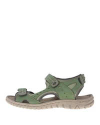 olivgrüne flache Sandalen aus Leder von Josef Seibel
