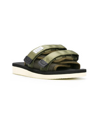 olivgrüne flache Sandalen von Suicoke