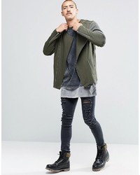 olivgrüne gesteppte Bikerjacke von Asos