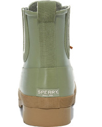 olivgrüne Gummi Chelsea Boots von Sperry