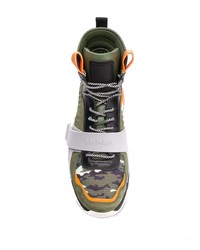 olivgrüne hohe Sneakers aus Leder von Balmain