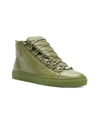 olivgrüne hohe Sneakers aus Leder von Balenciaga