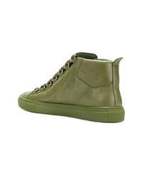 olivgrüne hohe Sneakers aus Leder von Balenciaga