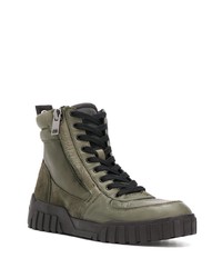 olivgrüne hohe Sneakers aus Leder von Diesel