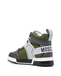 olivgrüne hohe Sneakers aus Leder von Moschino