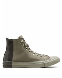 olivgrüne hohe Sneakers aus Leder von Converse