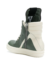 olivgrüne hohe Sneakers aus Leder von Rick Owens