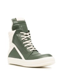 olivgrüne hohe Sneakers aus Leder von Rick Owens