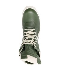 olivgrüne hohe Sneakers aus Leder von Rick Owens