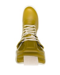 olivgrüne hohe Sneakers aus Leder von Rick Owens