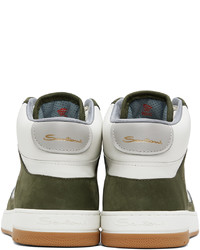 olivgrüne hohe Sneakers aus Leder von Santoni