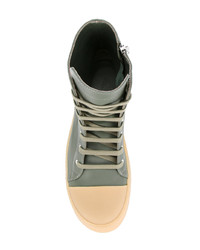 olivgrüne hohe Sneakers aus Leder von Rick Owens