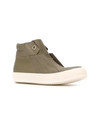 olivgrüne hohe Sneakers aus Leder von Rick Owens