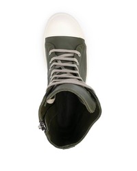 olivgrüne hohe Sneakers aus Leder von Rick Owens