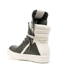 olivgrüne hohe Sneakers aus Leder von Rick Owens