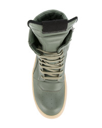 olivgrüne hohe Sneakers aus Leder von Rick Owens