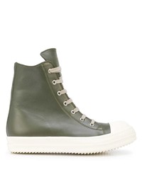 olivgrüne hohe Sneakers aus Leder von Rick Owens