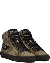 olivgrüne hohe Sneakers aus Leder von Diesel