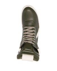 olivgrüne hohe Sneakers aus Leder von Rick Owens