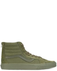 olivgrüne hohe Sneakers aus Leder von Vans