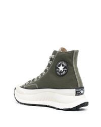 olivgrüne hohe Sneakers aus Segeltuch von Converse