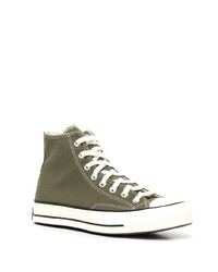 olivgrüne hohe Sneakers aus Segeltuch von Converse
