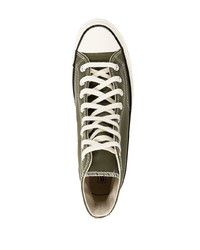 olivgrüne hohe Sneakers aus Segeltuch von Converse