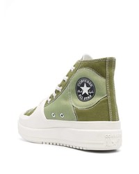 olivgrüne hohe Sneakers aus Segeltuch von Converse