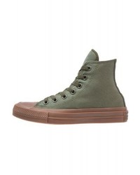 olivgrüne hohe Sneakers aus Segeltuch von Converse