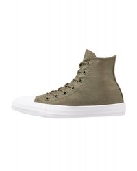 olivgrüne hohe Sneakers aus Segeltuch von Converse