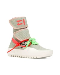 olivgrüne hohe Sneakers aus Segeltuch von Off-White