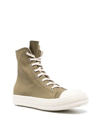 olivgrüne hohe Sneakers aus Segeltuch von Rick Owens