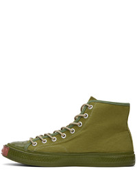 olivgrüne hohe Sneakers aus Segeltuch von Acne Studios