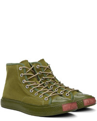 olivgrüne hohe Sneakers aus Segeltuch von Acne Studios