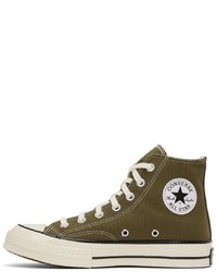 olivgrüne hohe Sneakers aus Segeltuch von Converse