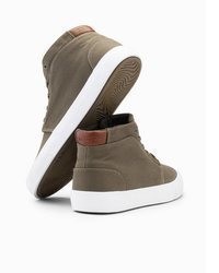 olivgrüne hohe Sneakers aus Segeltuch von OMBRE