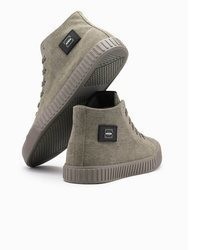 olivgrüne hohe Sneakers aus Segeltuch von OMBRE